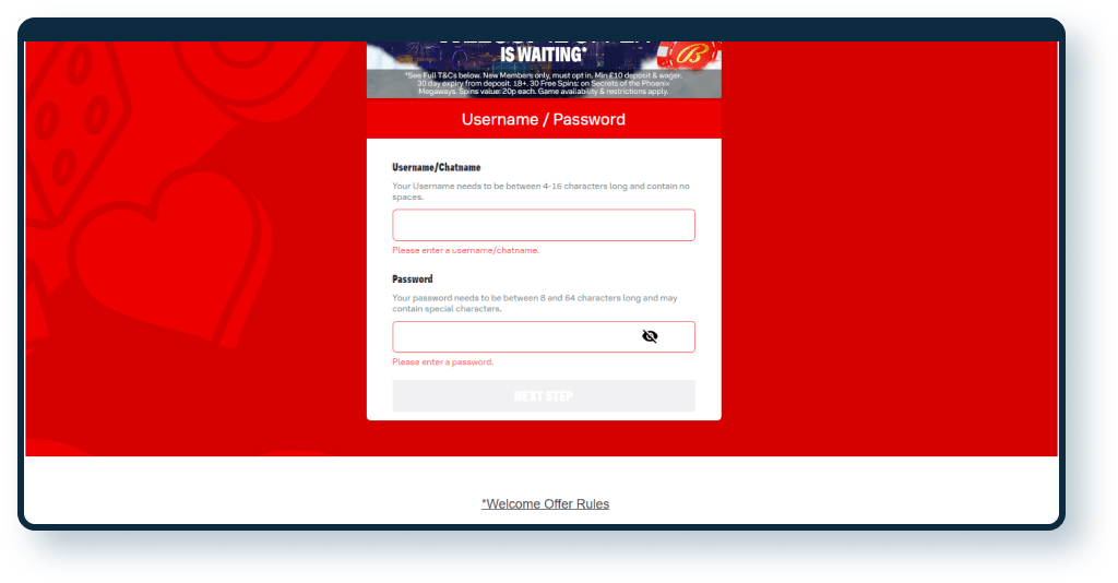 Bally Casino Registration step 3