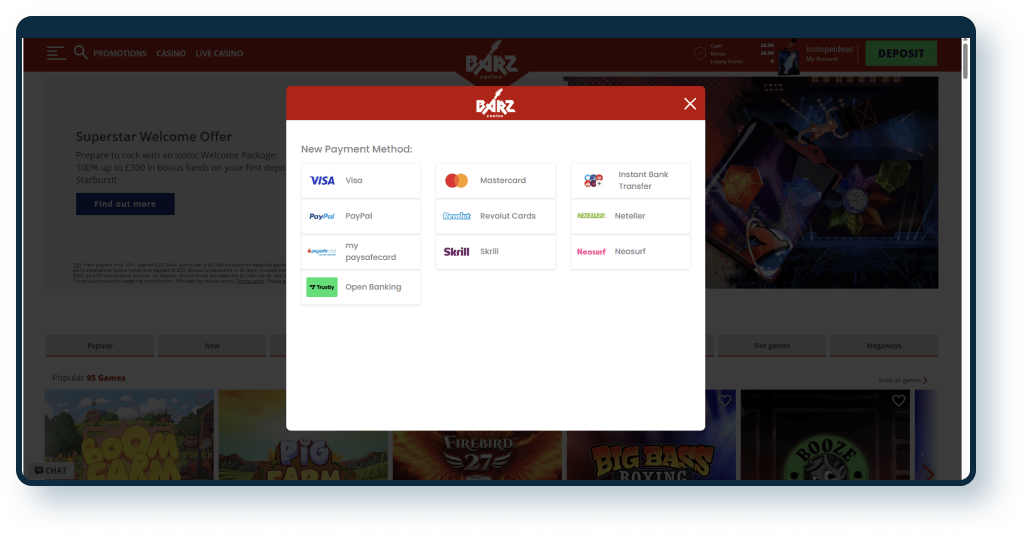 Barz Casino Deposit 1
