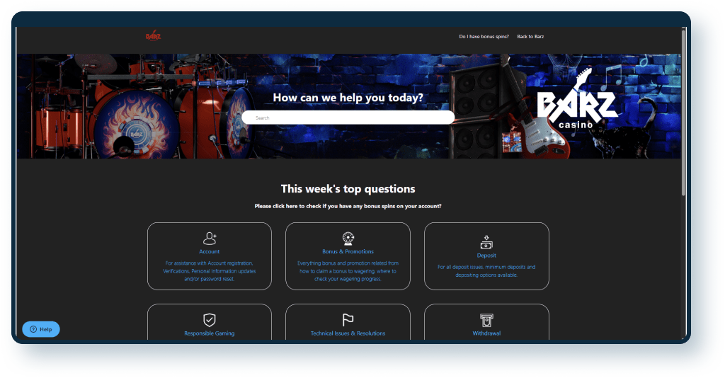 Barz Casino Help Centre