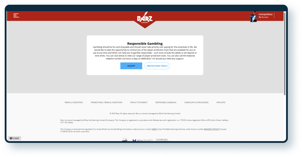 Barz Casino Registration step 4
