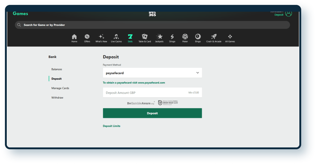 Bet365 deposit