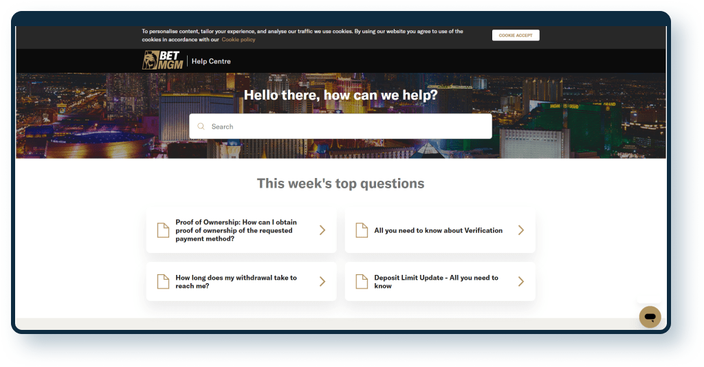 BetMGM FAQ page