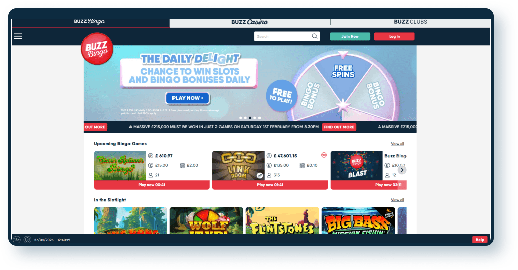 Buzz Bingo Homepage