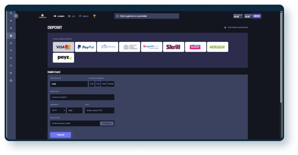 Casinex Deposit 1