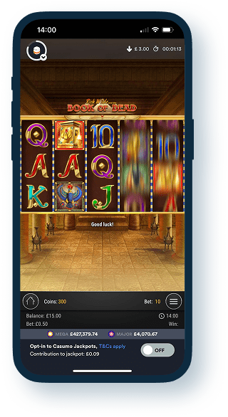 Book of dead slot at Casumo Casino