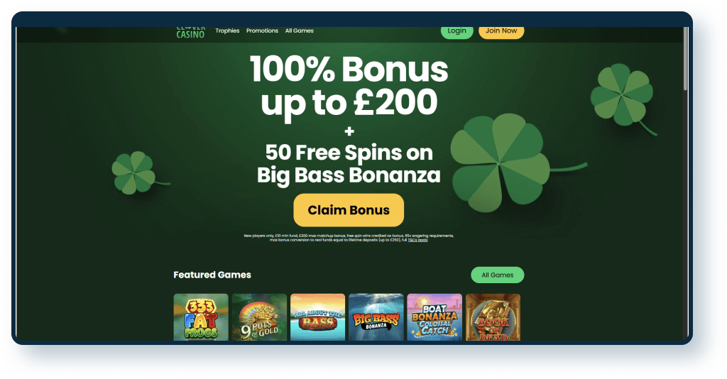 Clover Casino homepage