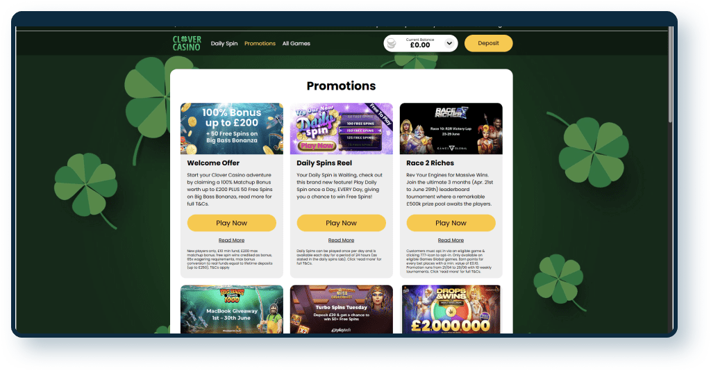 Clover Casino Promotions