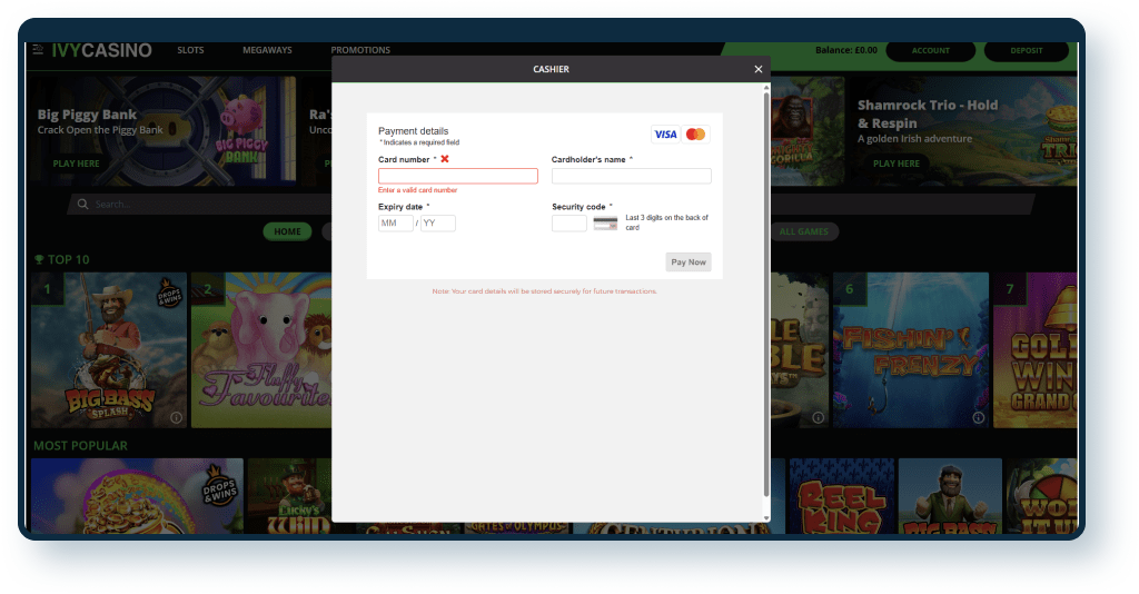 Ivy Casino Deposit step 3