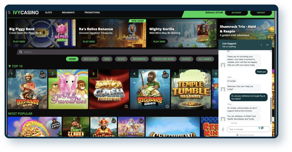 Ivy Casino Live Chat 2