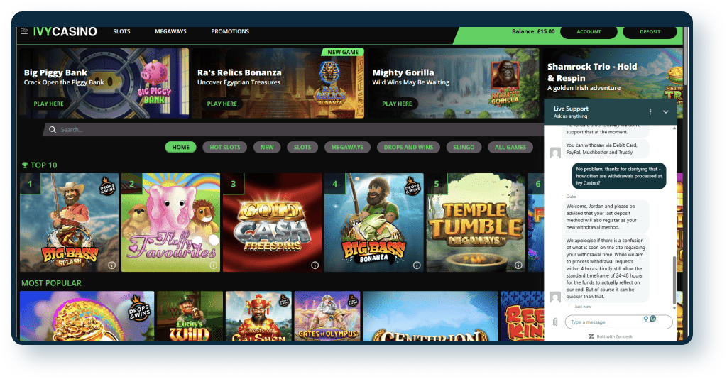 Ivy Casino Live Chat 3