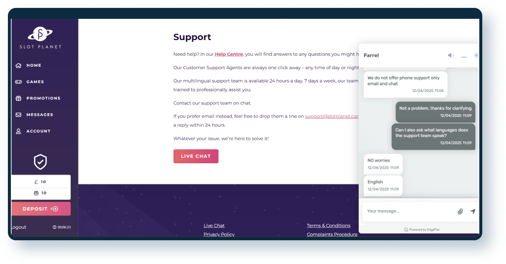 Slot Planet Live Chat 1