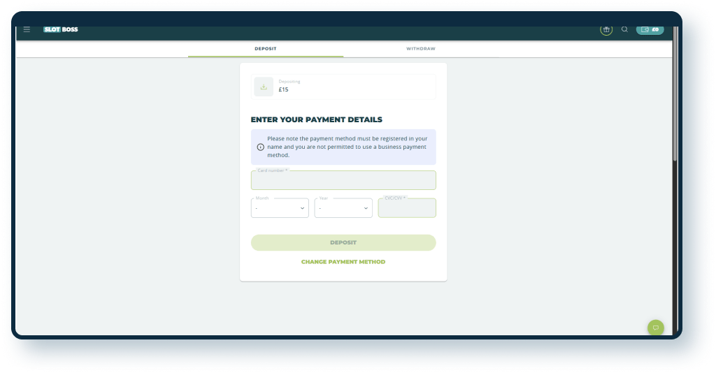 Slot Boss Deposit step 4
