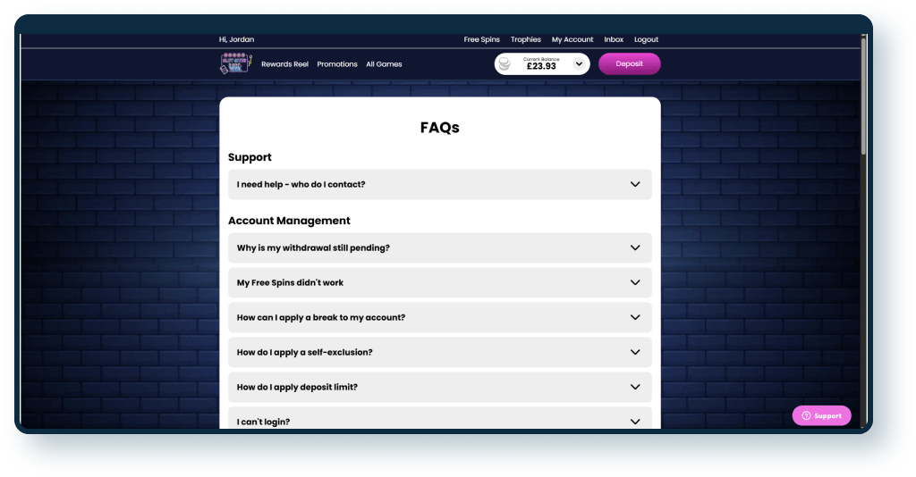 slotsitesuk.co.uk FAQ page