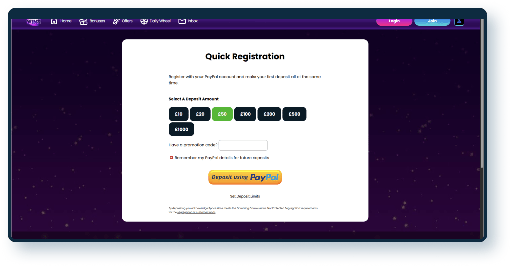 Space Wins PayPal Registration