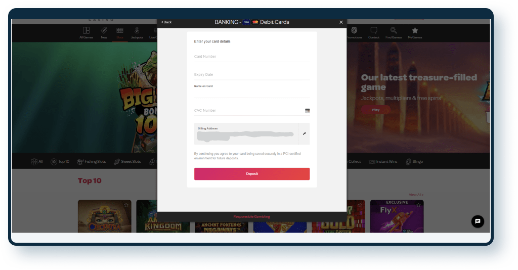 Spin Casino Deposit step 3