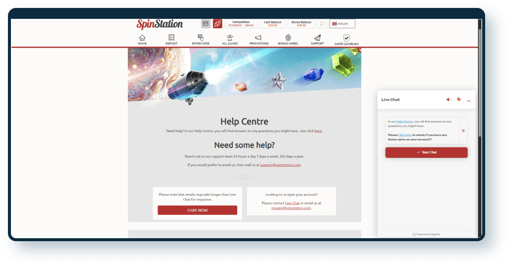 Spin Station Casino Live Chat 1