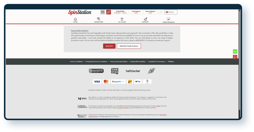Spin Station Casino Registration step 4