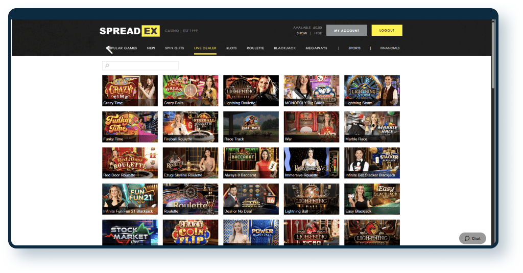 SpreadEx Live Dealer Games