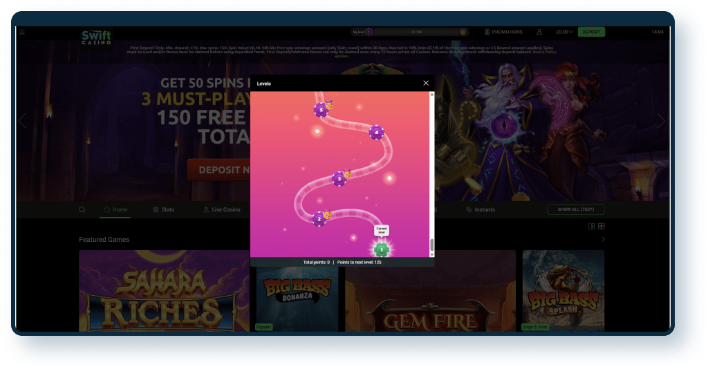 Swift Casino Levels