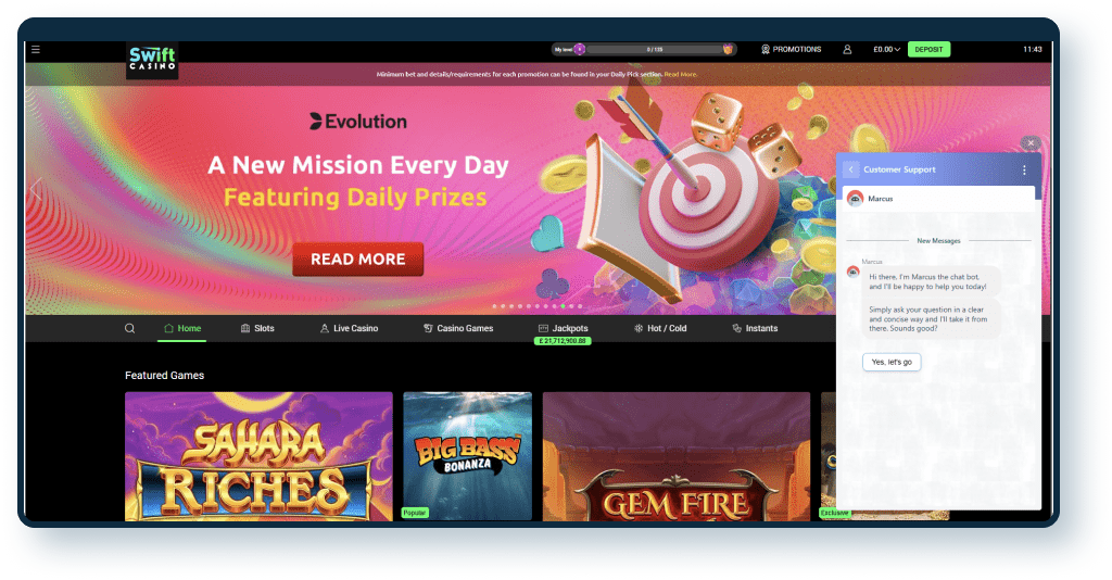 Swift Casino Live Chat 1