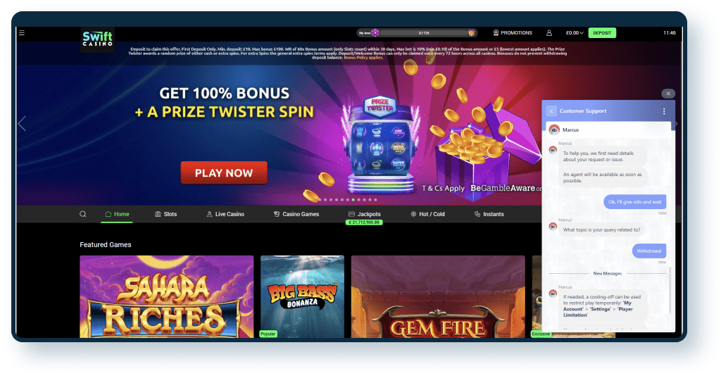 Swift Casino Live Chat 3
