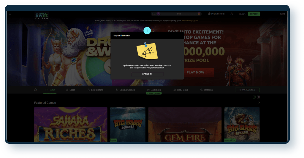 Swift Casino Registration step 4