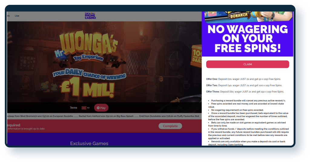 The Phone Casino Sign Up Offer
