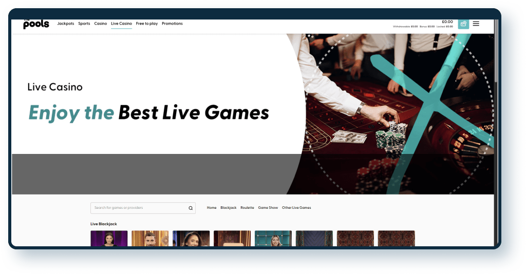 The Pools Live Casino
