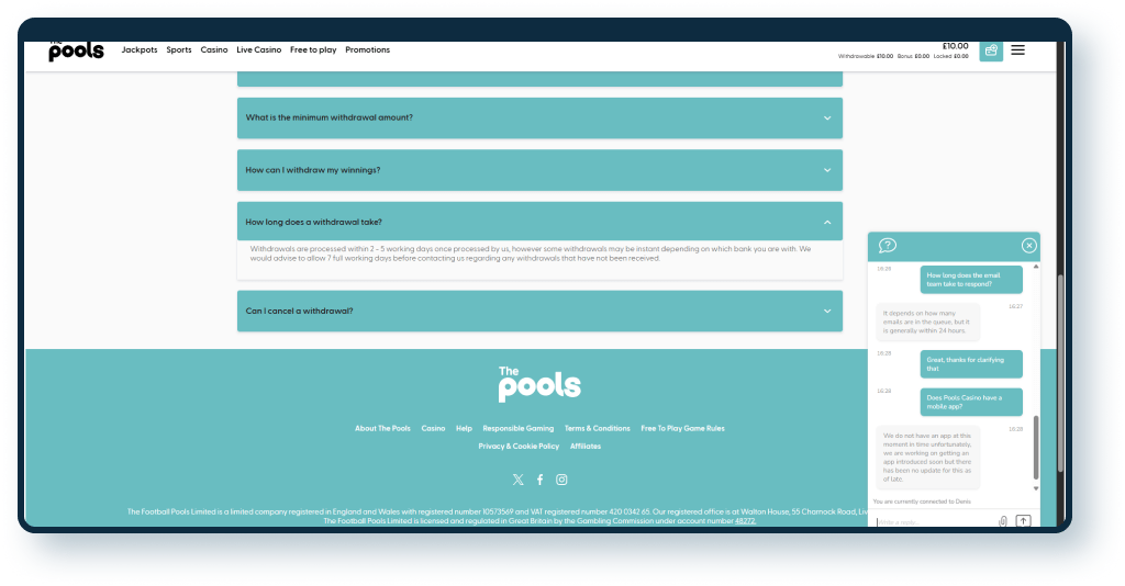 The Pools Live Chat 3