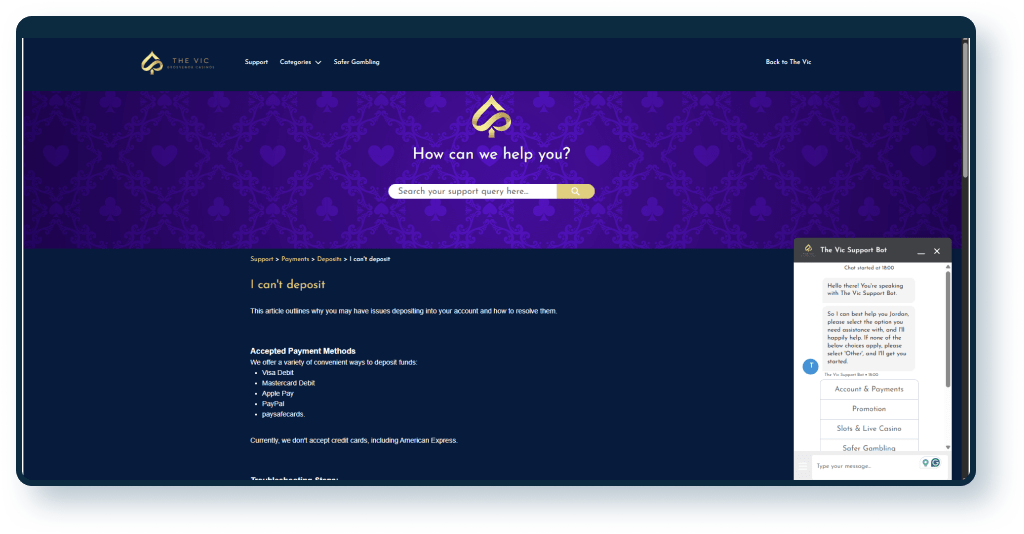 The Vic Casino Live Chat 2