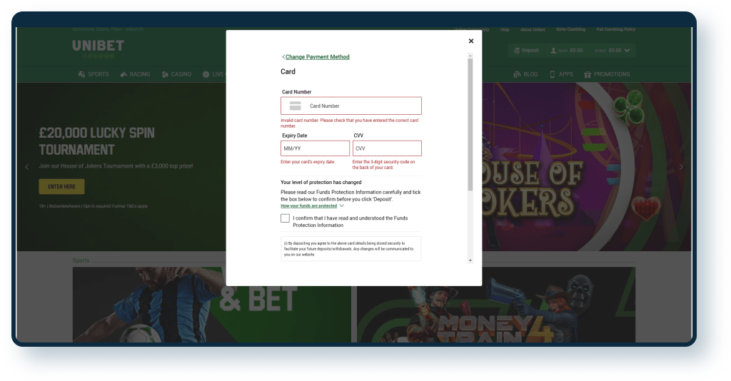 Unibet Casino Deposit