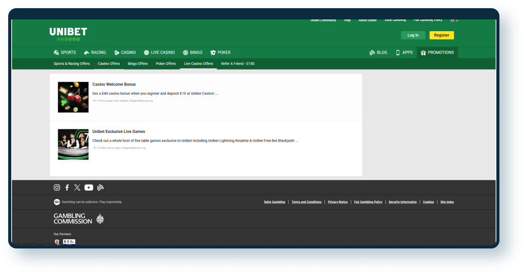 Unibet Casino Promotions
