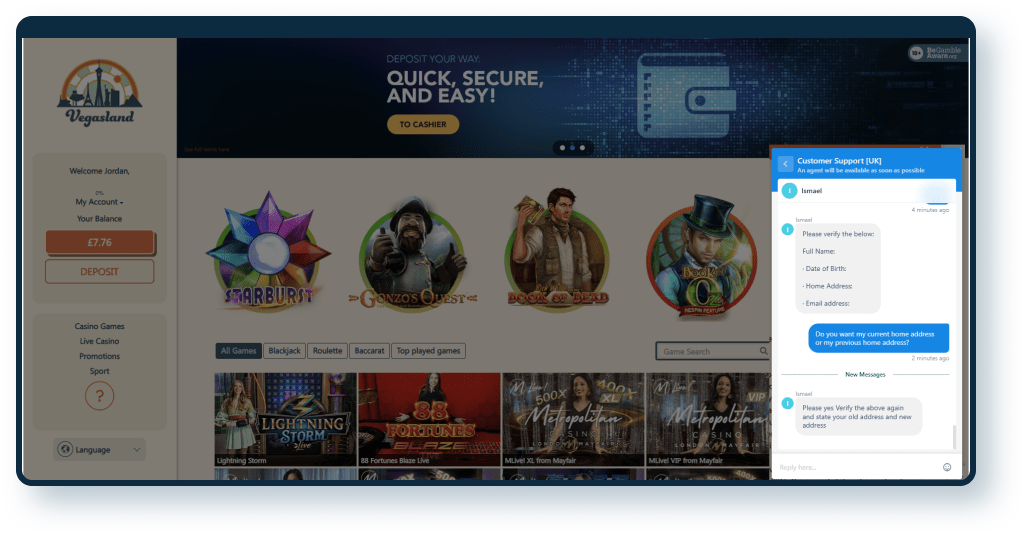 Vegas Land Casino Live Chat 