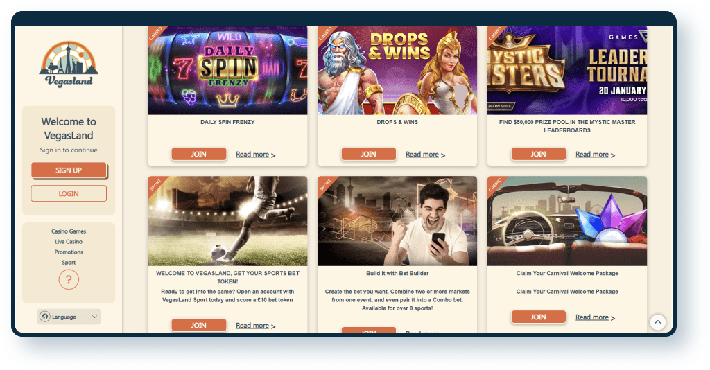 Vegas Land Casino Promotions