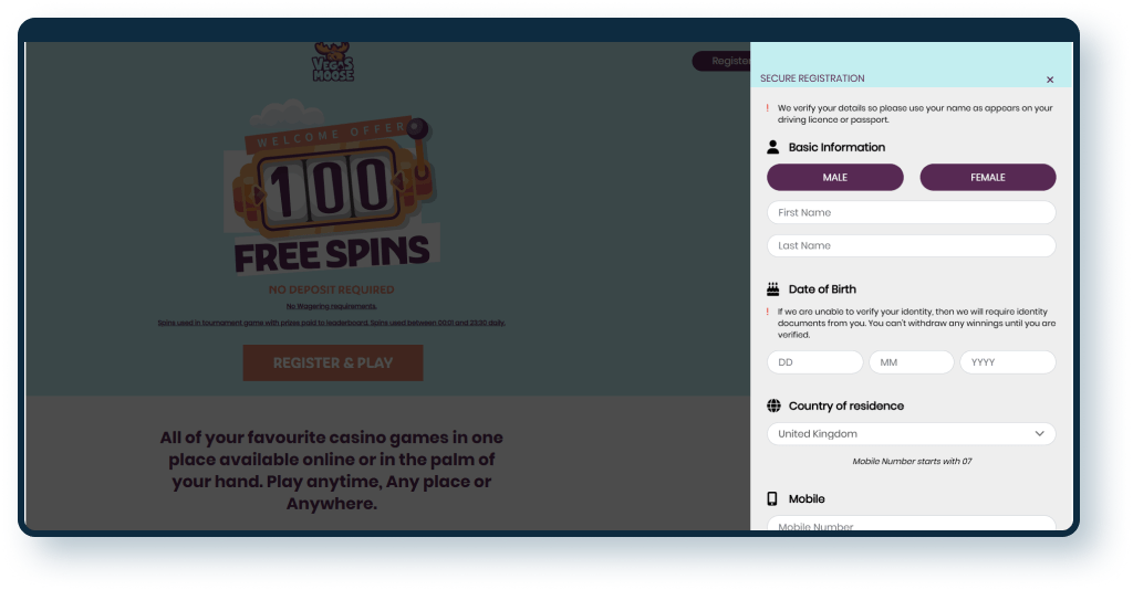 Vegas Moose Registration step 1
