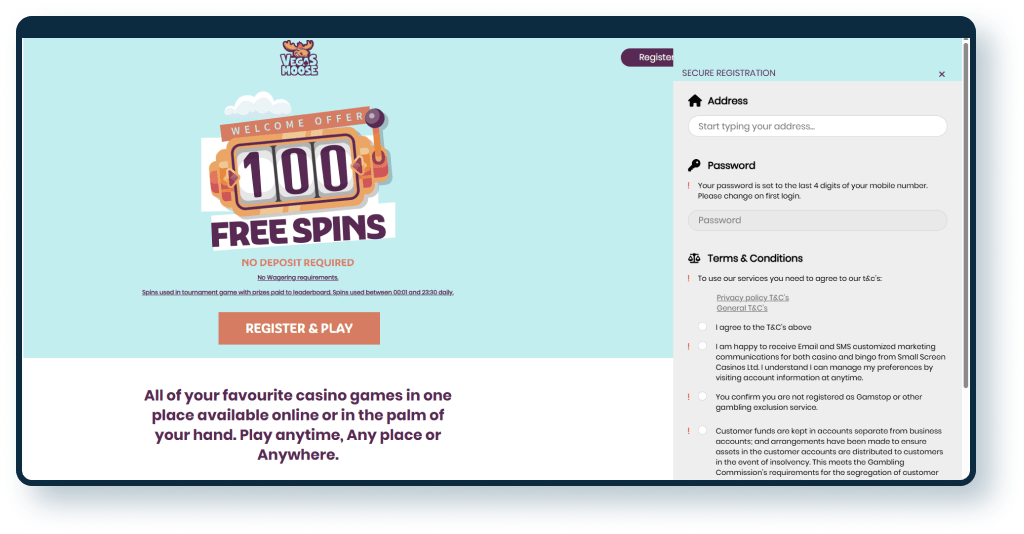 Vegas Moose Registration step 2