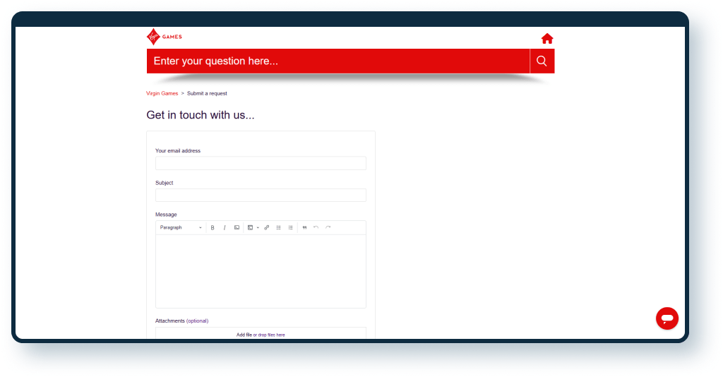 Virgin Games Email Form