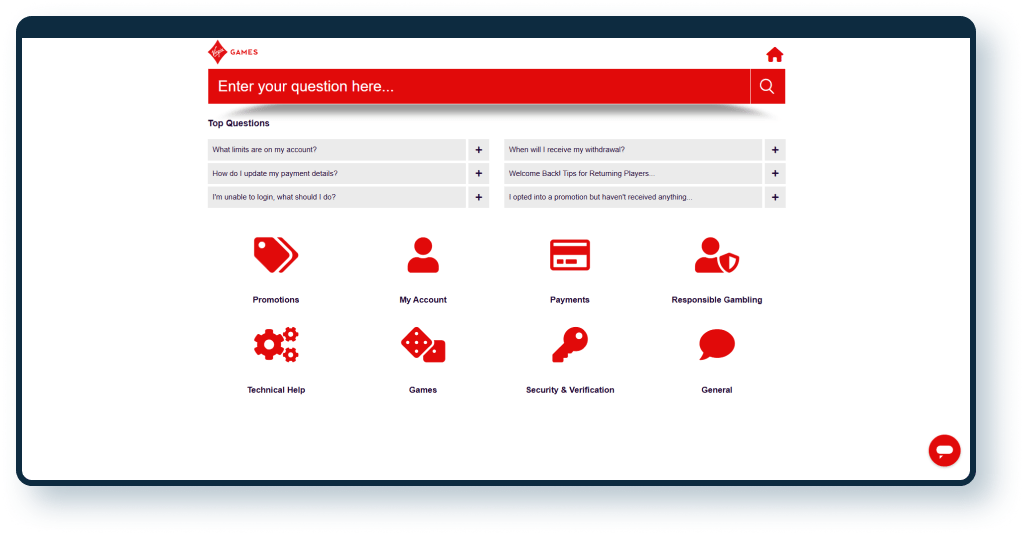 Virgin Games FAQ page
