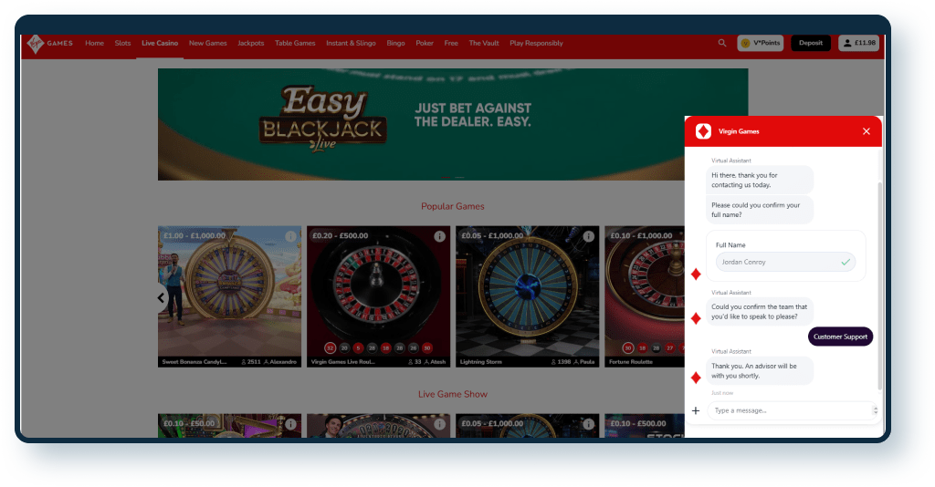 Virgin Games Live Chat 2