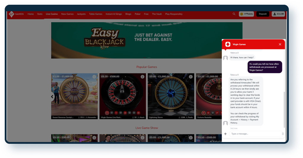 Virgin Games Live Chat 3