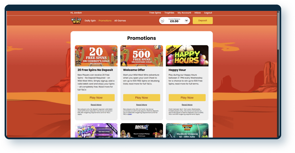 Wild West Wins Promotions