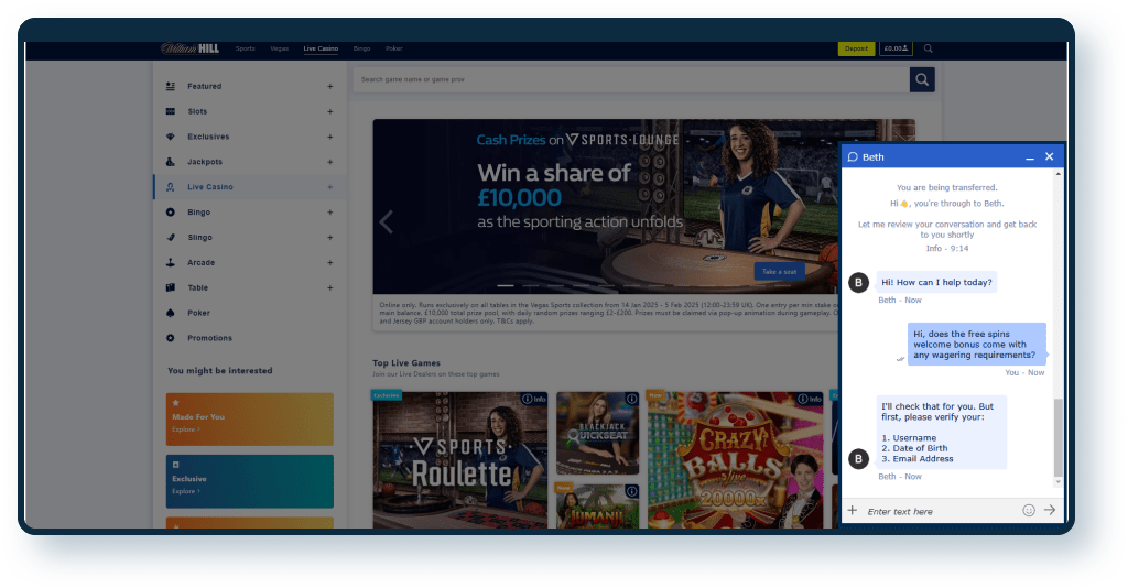 William Hill Live Chat 2