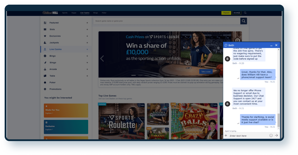 William Hill Live Chat 3