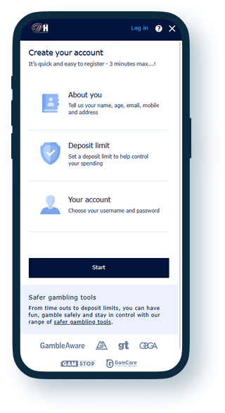 William Hill Registration step 1