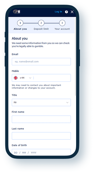 William Hill Registration step 2