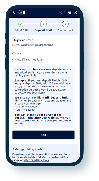 William Hill Registration step 3