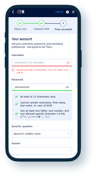 William Hill Registration step 4