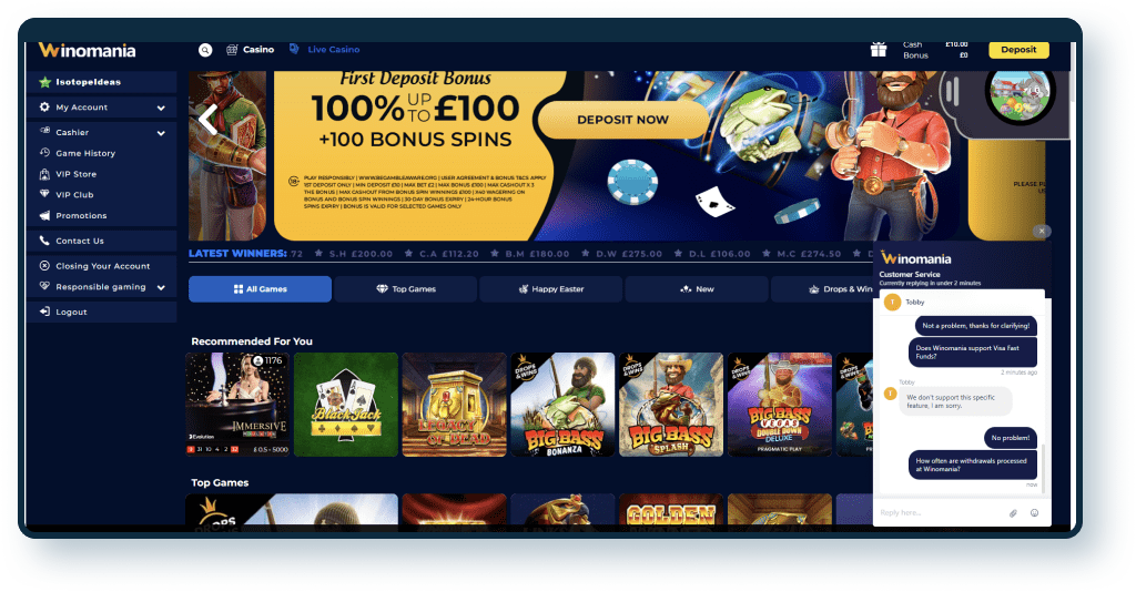 Winomania Casino Live Chat 2