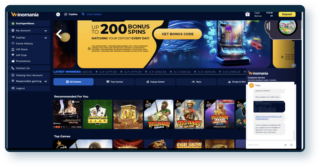 Winomania Casino Live Chat 4