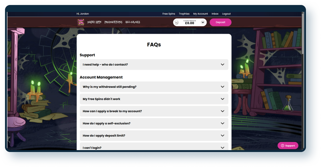 Wizard Slots FAQ Page